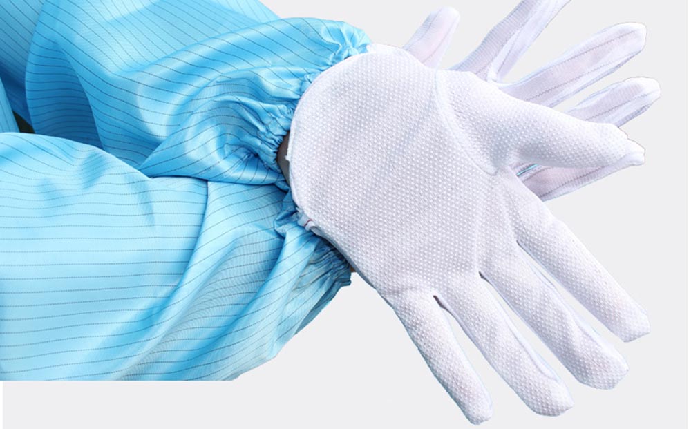 Cleanroom ESD PVC Dotted Palm Conductive Gloves