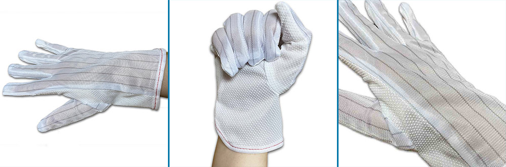 Striped antistatic gloves